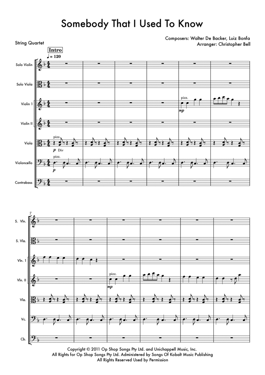 Somebody That I Used To Know String Orchestra scores gallery preview page 1