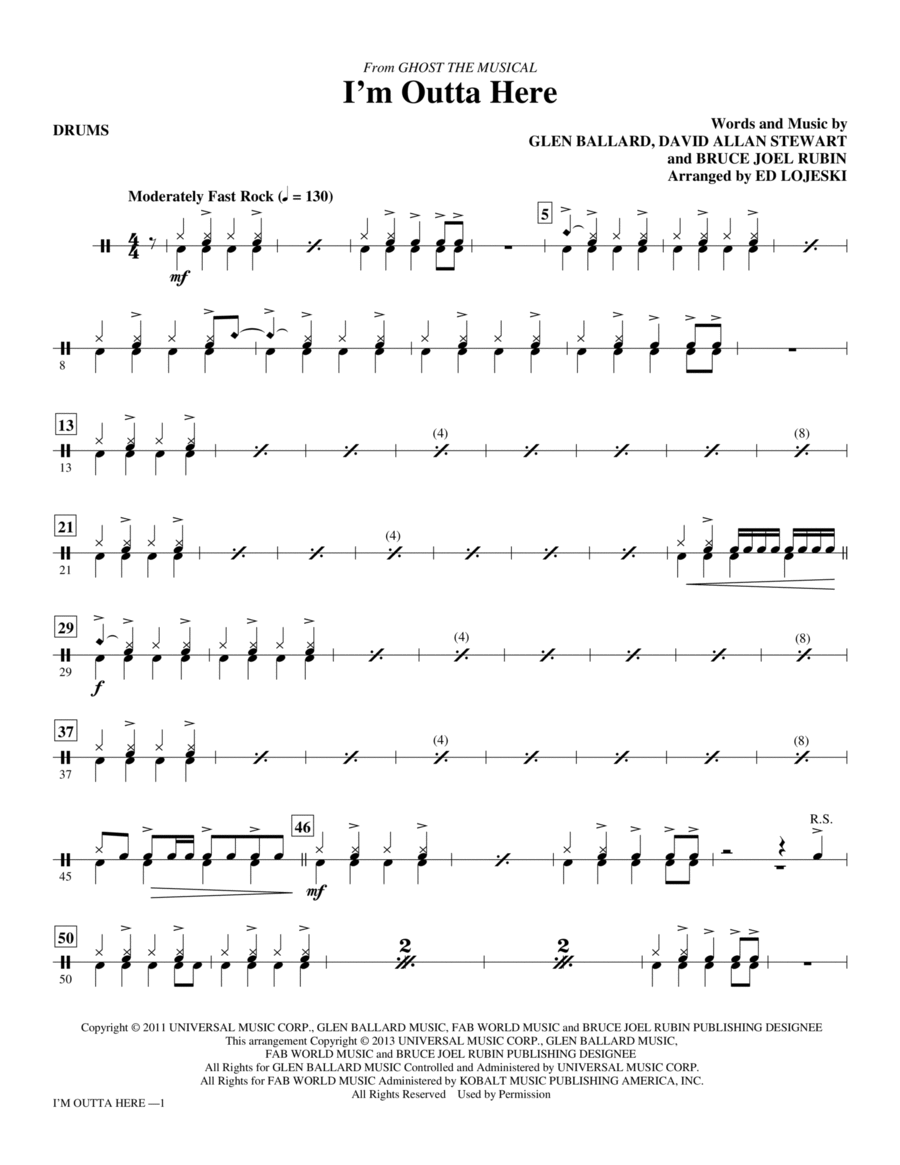 I'm Outta Here - Drums Choir scores gallery preview page 1