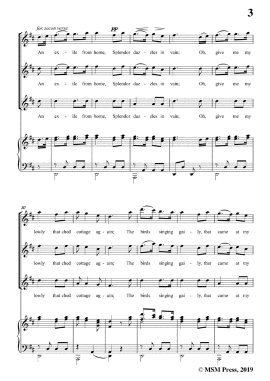 Henry R. Bishop-Home Sweet Home,in D Major,for Voice&Piano Voice scores gallery preview page 5