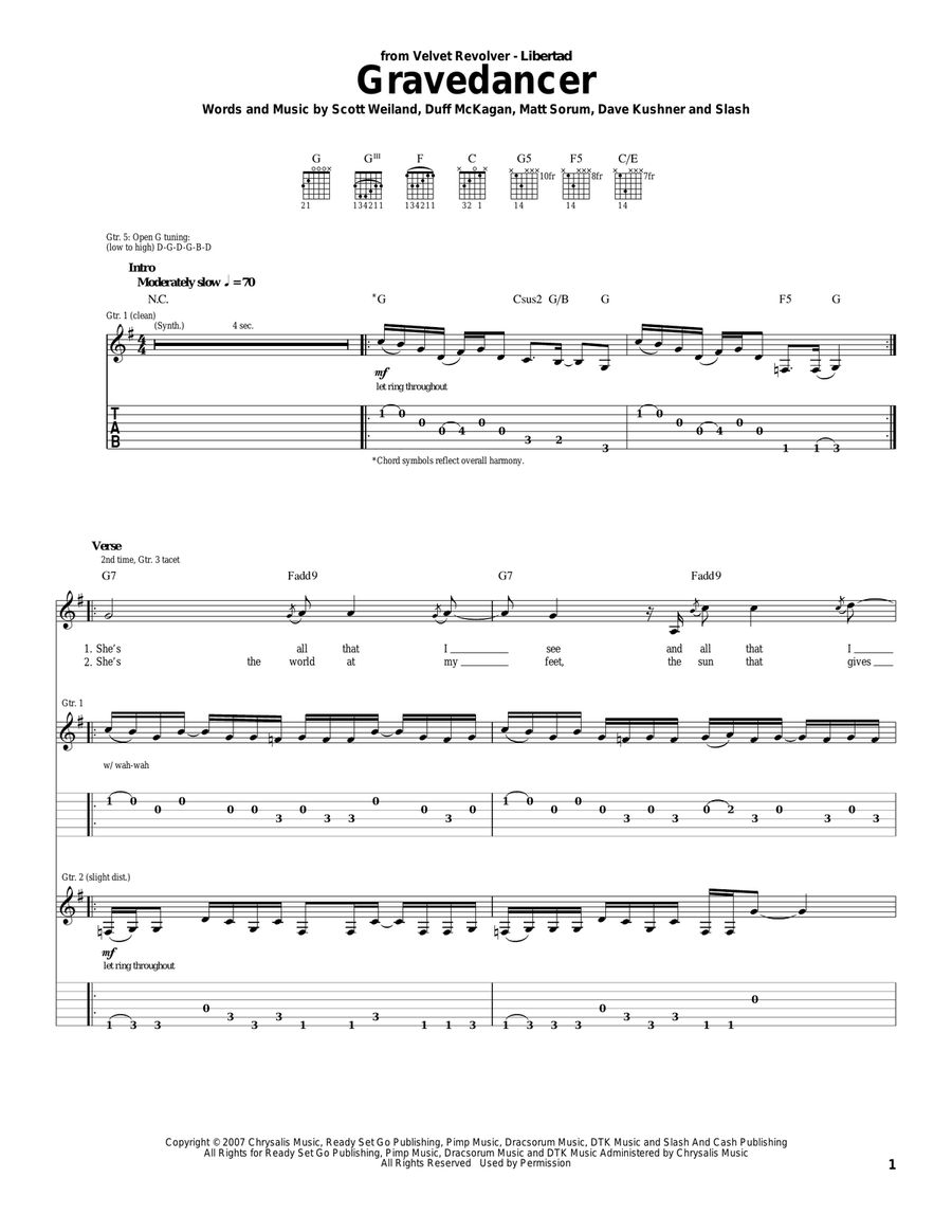 Gravedancer Acoustic Guitar scores gallery preview page 1