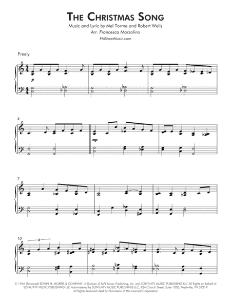 The Christmas Song (Chestnuts Roasting On An Open Fire) - Intermediate Jazz Piano image number null