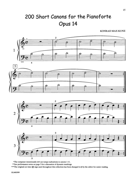 200 Short Two-Part Canons, Op. 14, Book 1
