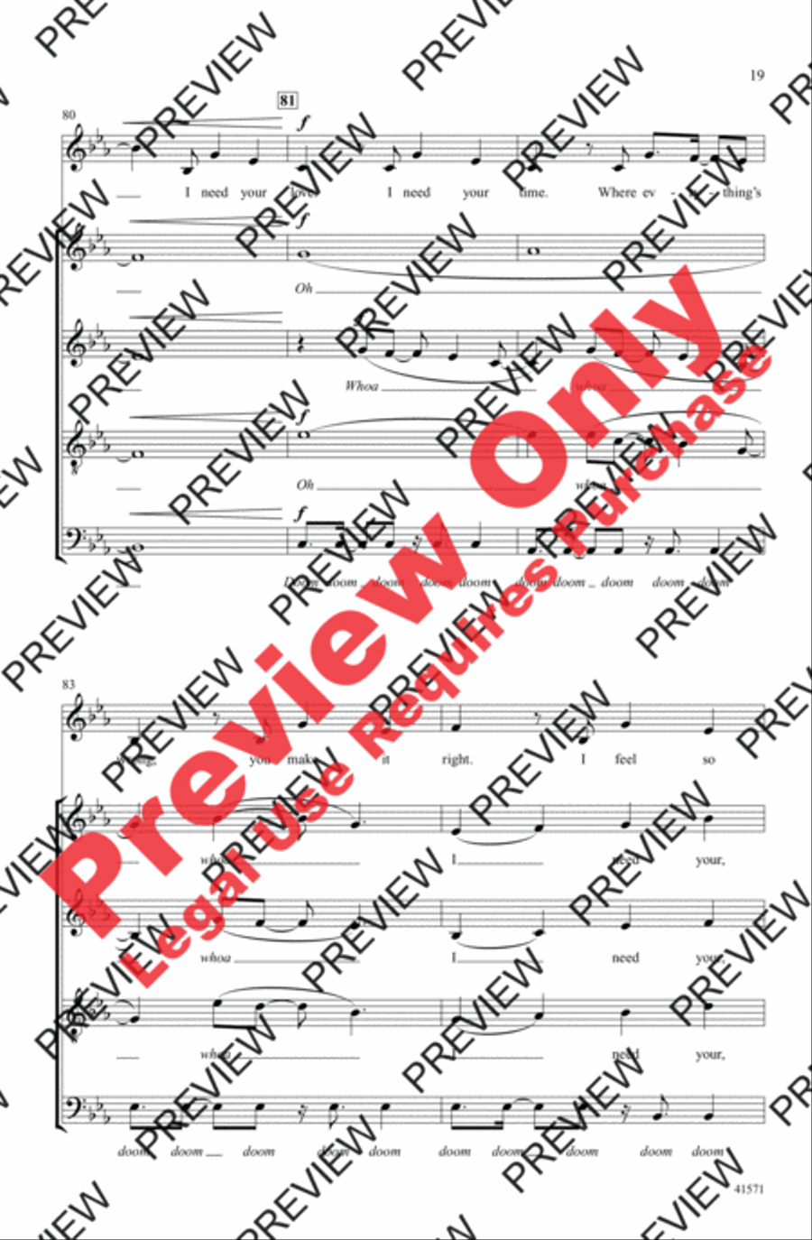 I Need Your Love 4-Part scores gallery preview page 19