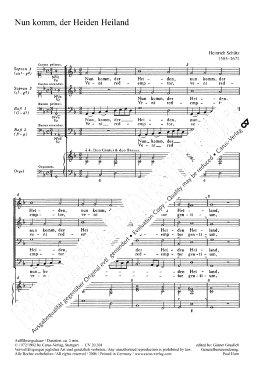 Now come, the nation's Saviour (Nun komm, der Heiden Heiland) Voice scores gallery preview page 4