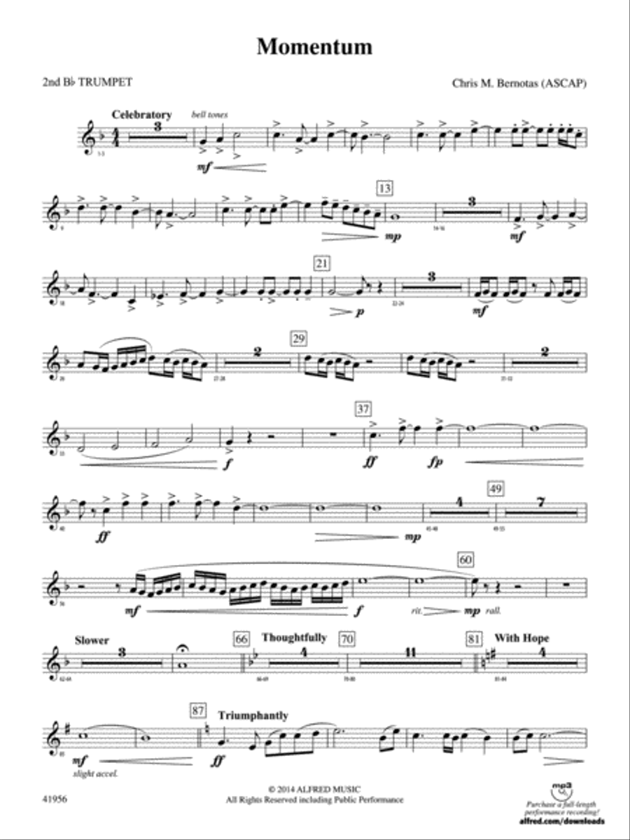 Momentum: 2nd B-flat Trumpet Concert Band scores gallery preview page 1
