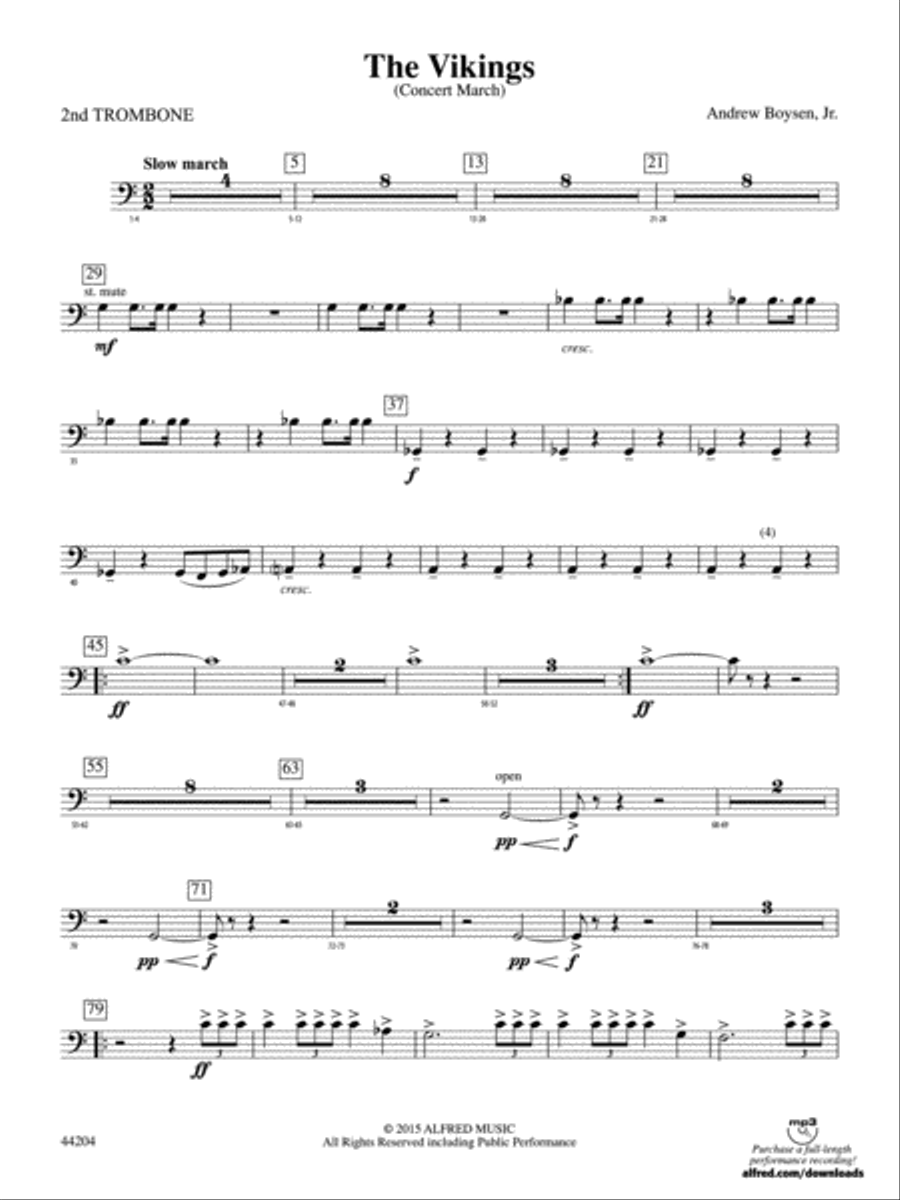 The Vikings: 2nd Trombone Concert Band scores gallery preview page 1