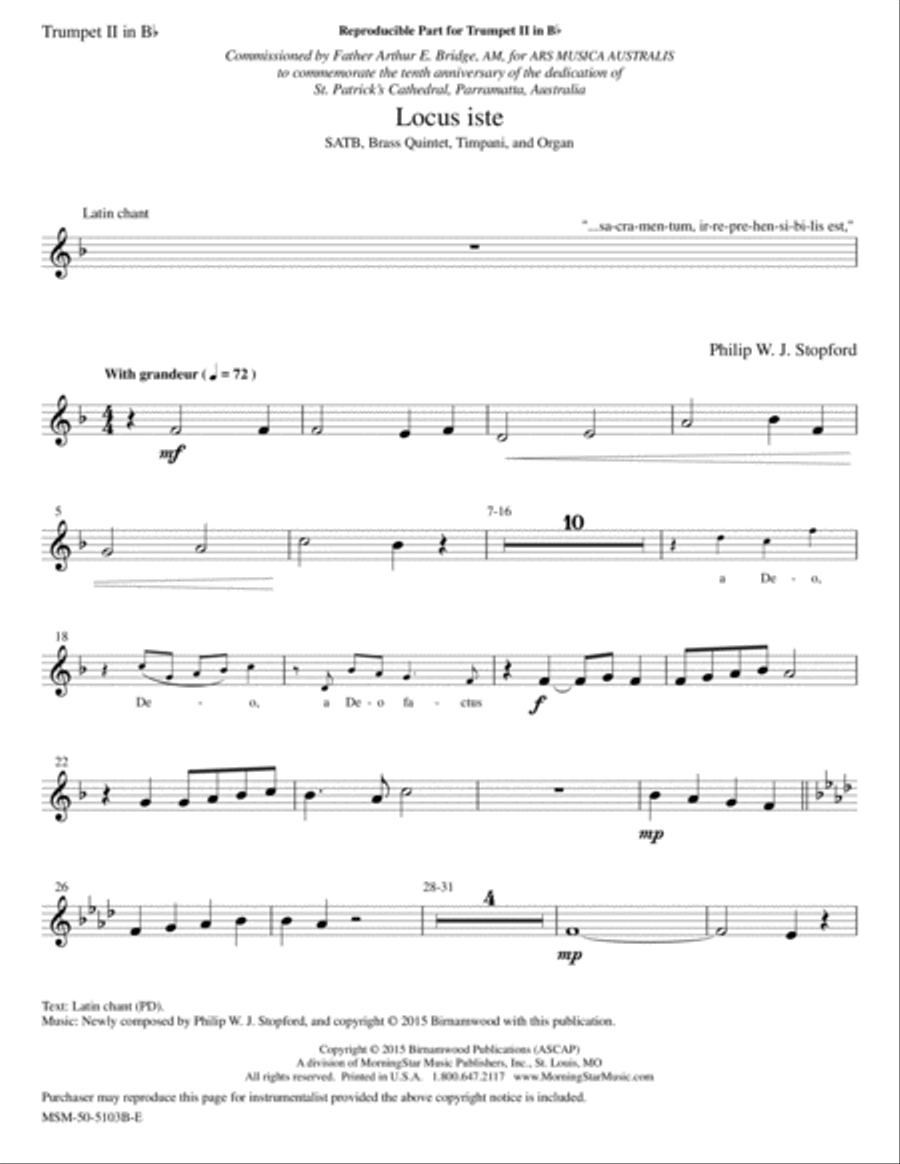 Locus Iste (Downloadable Instrumental Parts)