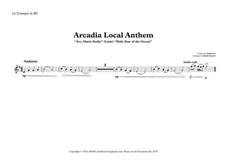 Arcadian Local Anthem for Brass Quintet & Percussion image number null