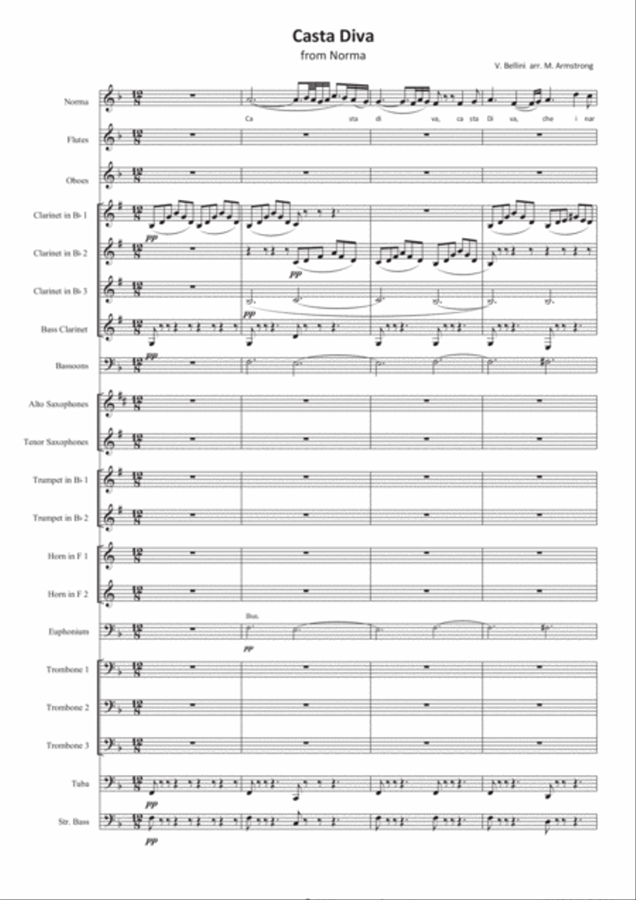 Casta Diva (from Norma - G. Puccini) arranged for voice and concert band Concert Band scores gallery preview page 2