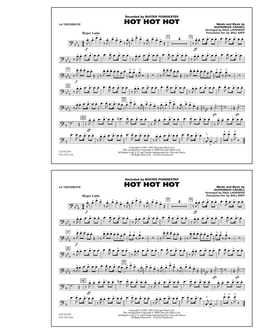 Hot Hot Hot - 1st Trombone Marching Band scores gallery preview page 1