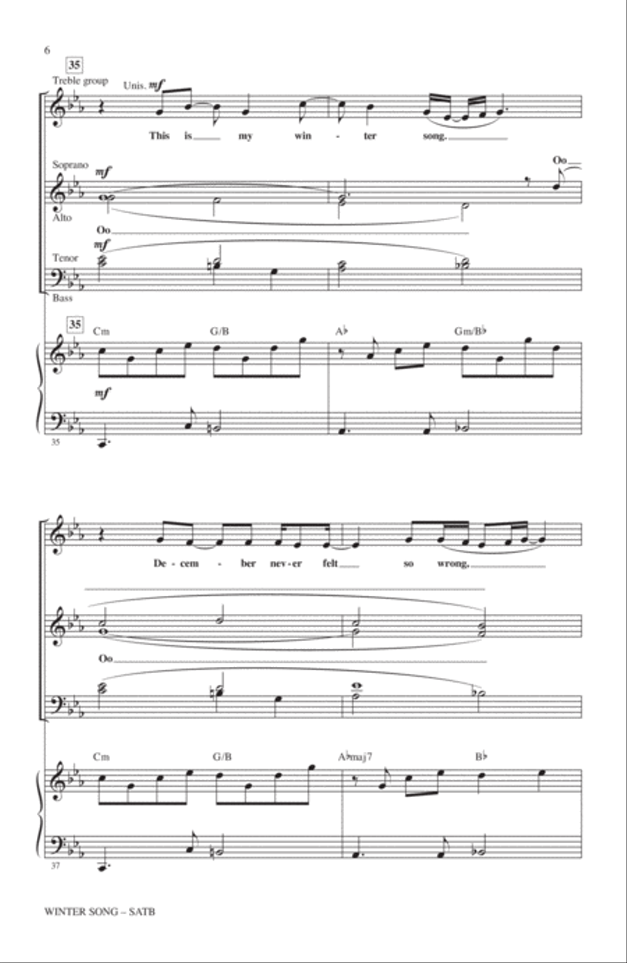 Winter Song (arr. Mac Huff) 4-Part scores gallery preview page 5