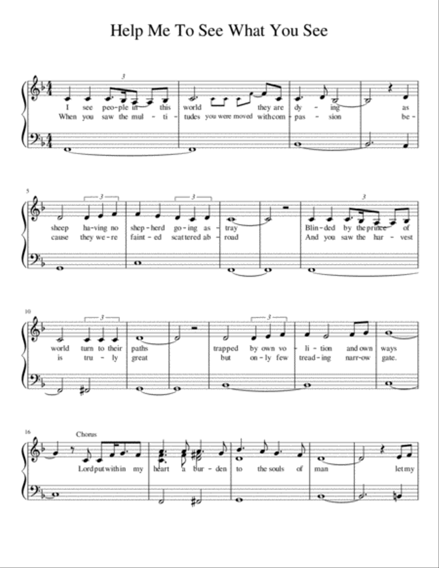 Help Me to See what You See Piano Solo scores gallery preview page 1