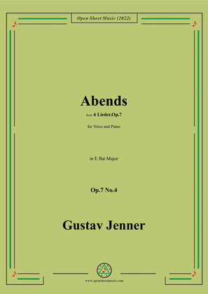 Book cover for Jenner-Abends,in E flat Major,Op.7 No.4