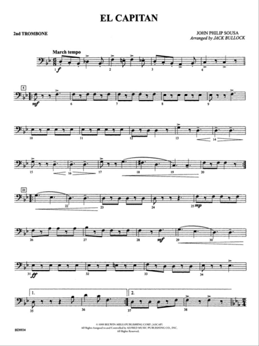 El Capitan: 2nd Trombone Concert Band scores gallery preview page 1