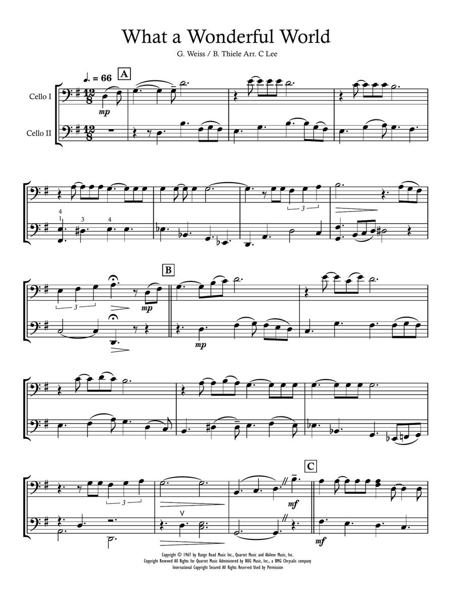 What A Wonderful World String Duet scores gallery preview page 1