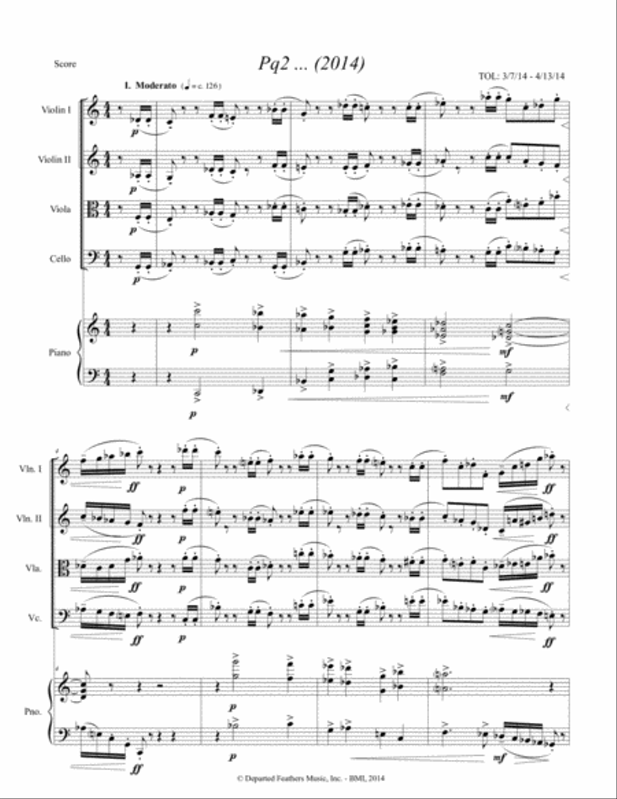 Pq2 ... (2014) for piano and string quartet Piano Quintet scores gallery preview page 3
