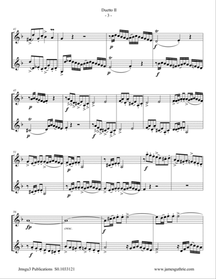 Quantz: Duetto Op. 2 No. 2 for Trumpet Duo Trumpet Duet scores gallery preview page 3