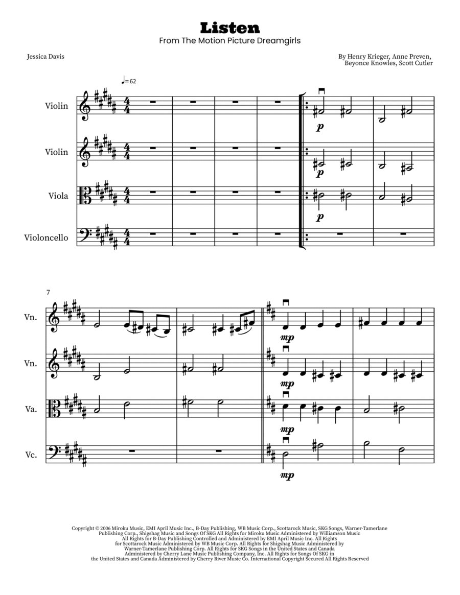 Listen Listen String Quartet scores gallery preview page 1