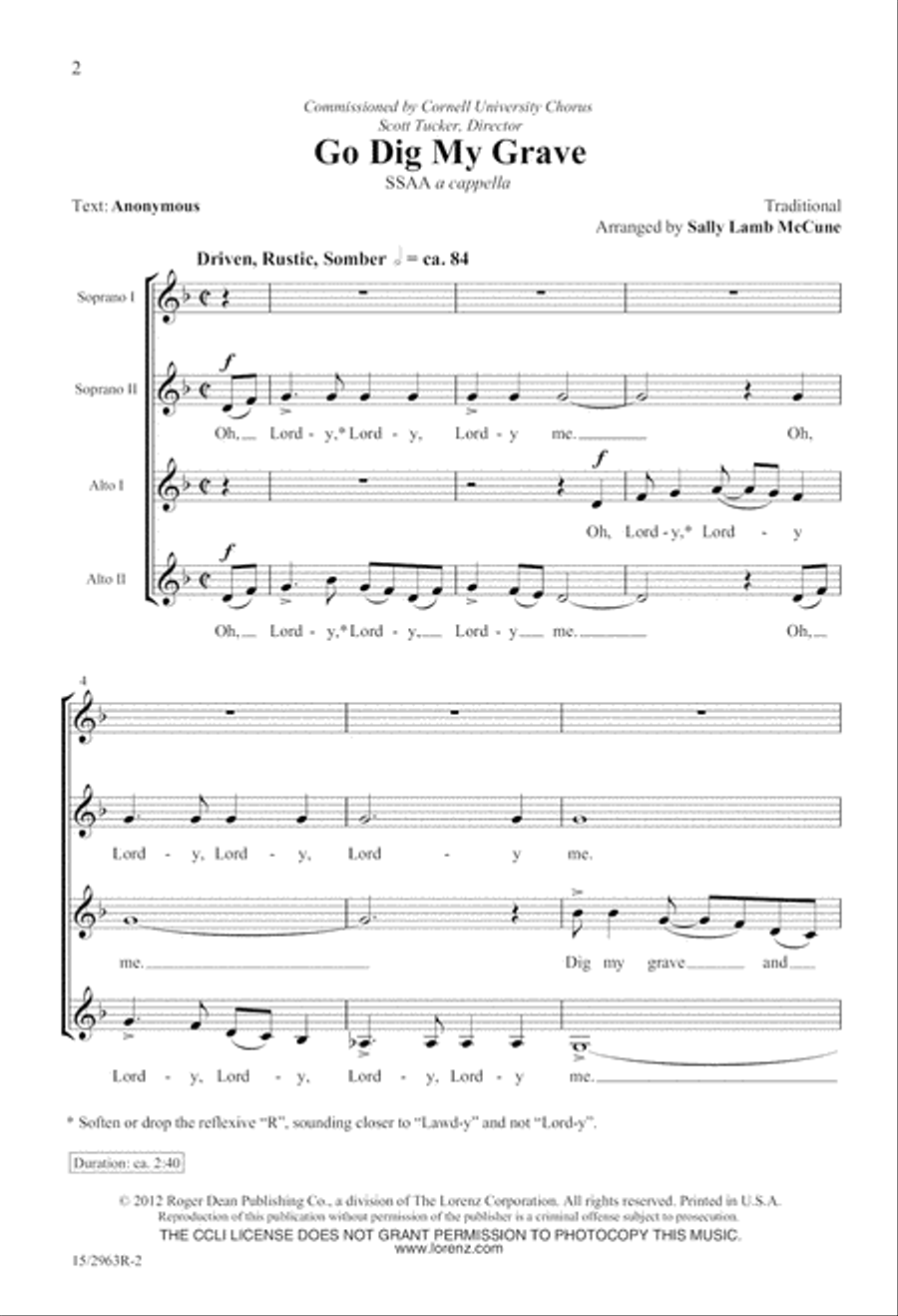Go Dig My Grave SSAA scores gallery preview page 2
