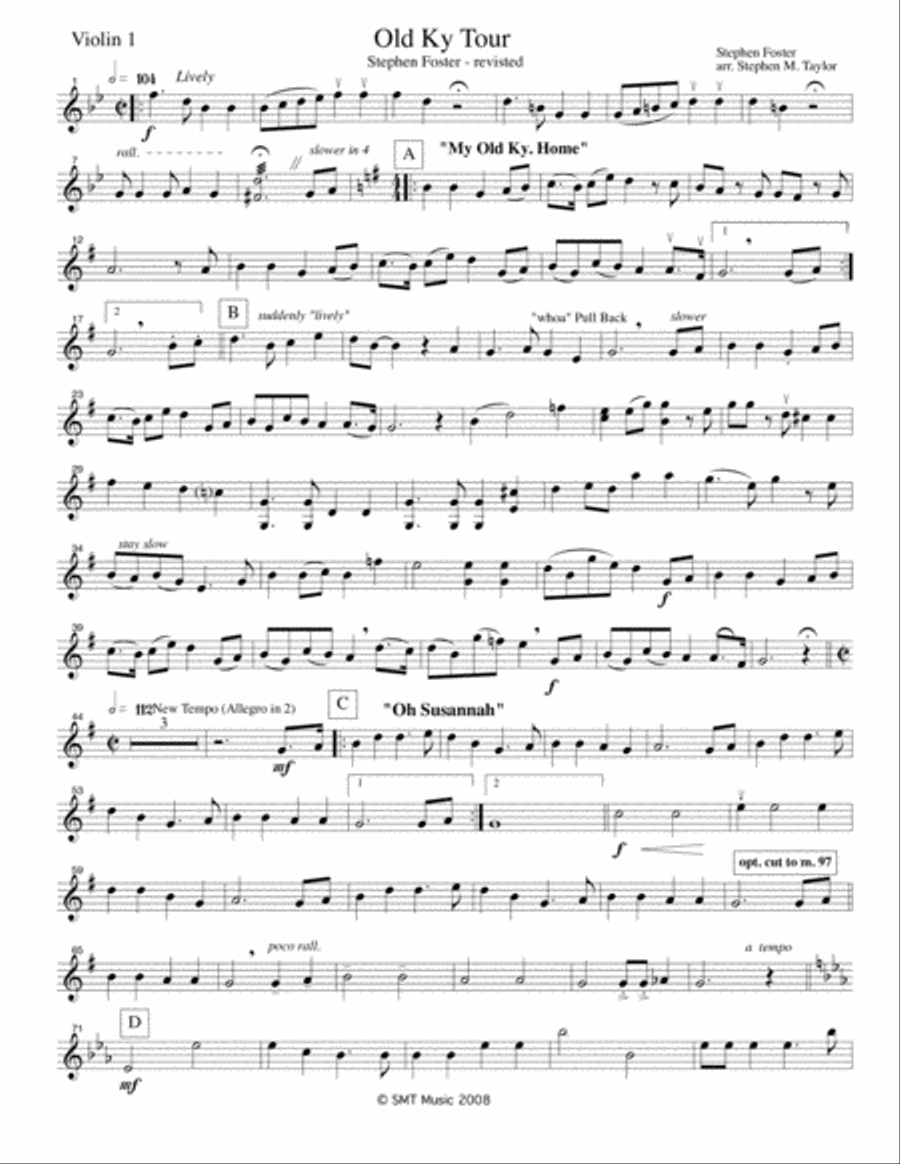 Stephen Foster Revisited (Old Kentucky Home) String Quartet scores gallery preview page 1