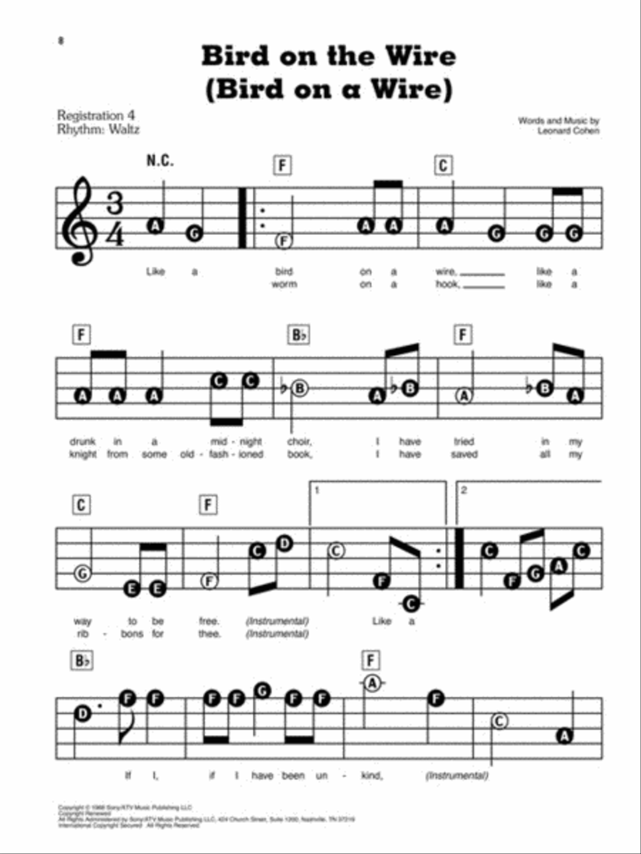 Leonard Cohen Electronic Keyboard scores gallery preview page 4