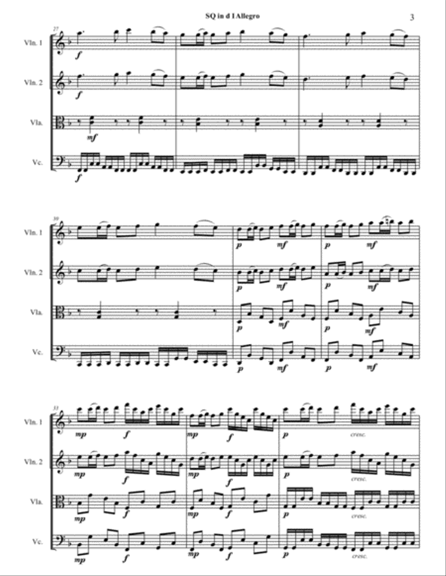 Matt Schwarz String Quartet 1 in D Minor Score String Quartet scores gallery preview page 3