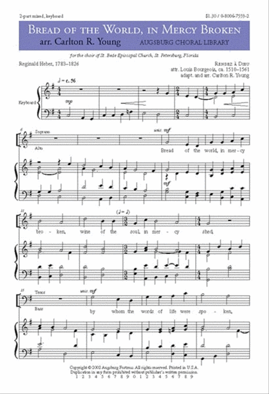 Bread of the World, in Mercy Broken 2-Part scores gallery preview page 1