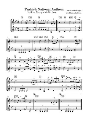 Book cover for Turkish National Anthem- İstiklâl Marşı (Violin Duet in G minor)