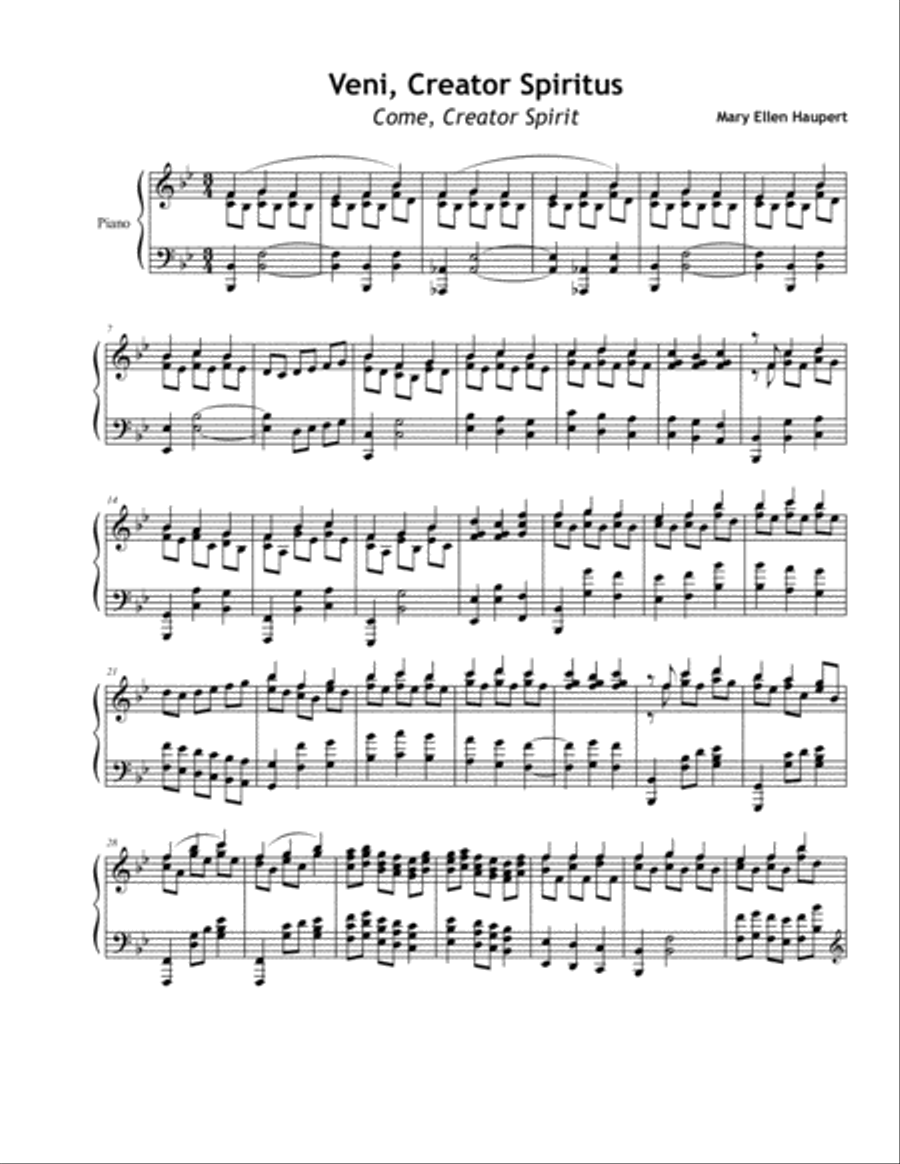 Veni, Creator Piano Solo scores gallery preview page 1