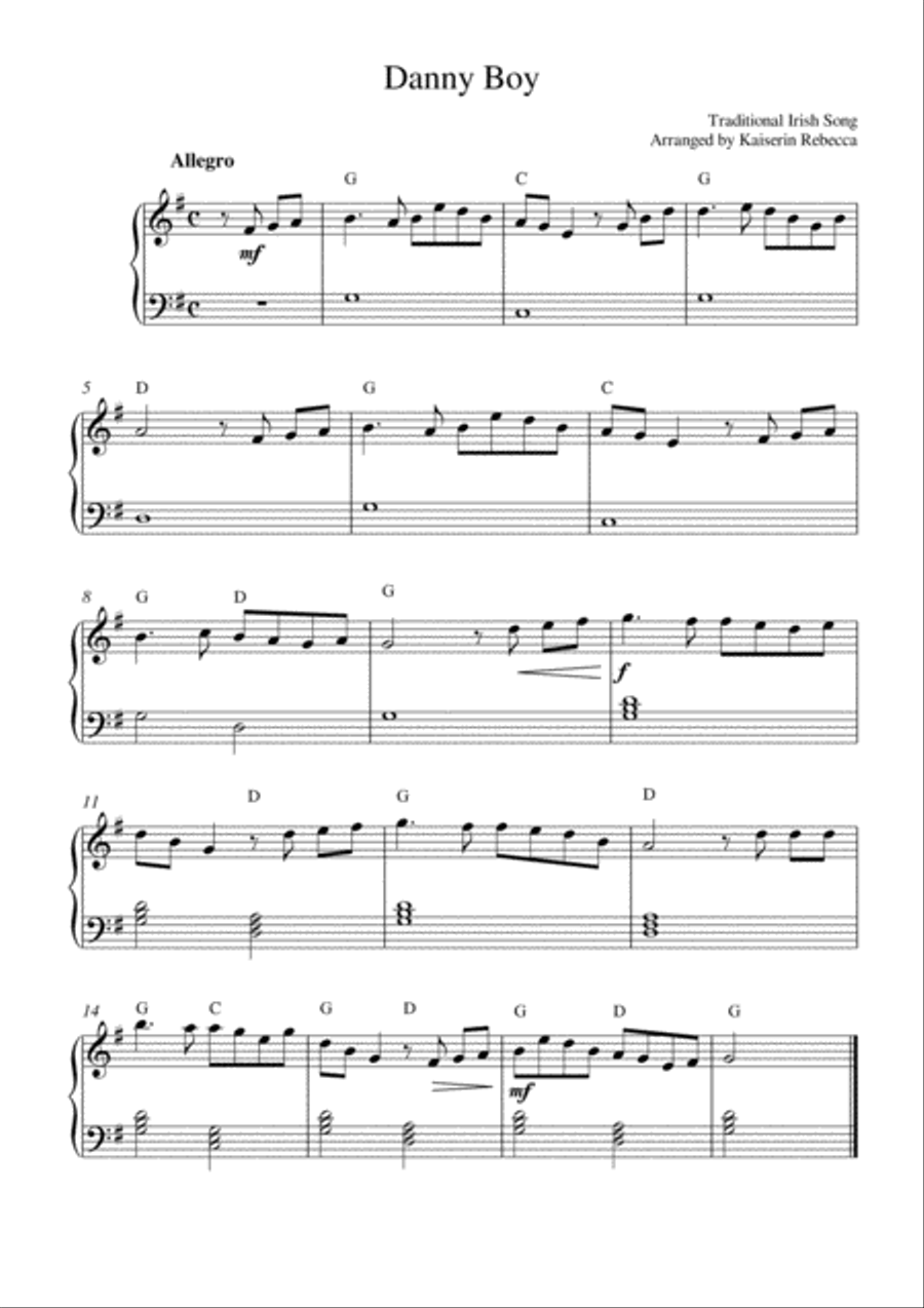 Danny Boy (for easy piano with chords) Piano Method scores gallery preview page 1
