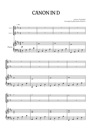 Pachelbel Canon in D • violin duet sheet music w/ piano accompaniment