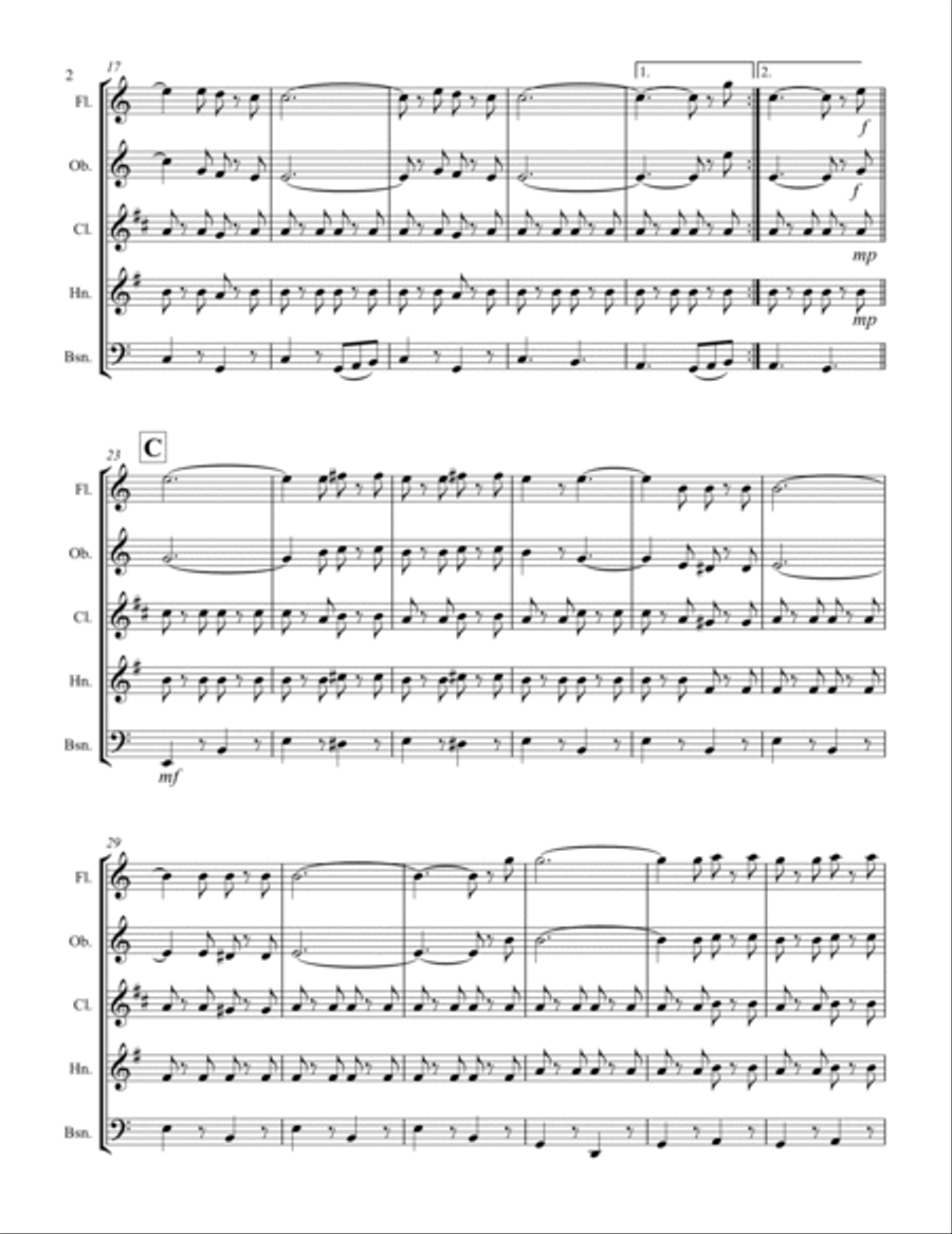 Italian Folksong Medley (for Woodwind Quintet) Woodwind Quintet scores gallery preview page 3