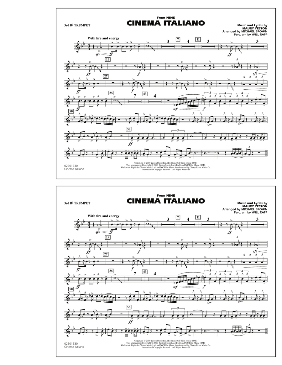 Cinema Italiano (from Nine) - 3rd Bb Trumpet Marching Band scores gallery preview page 1