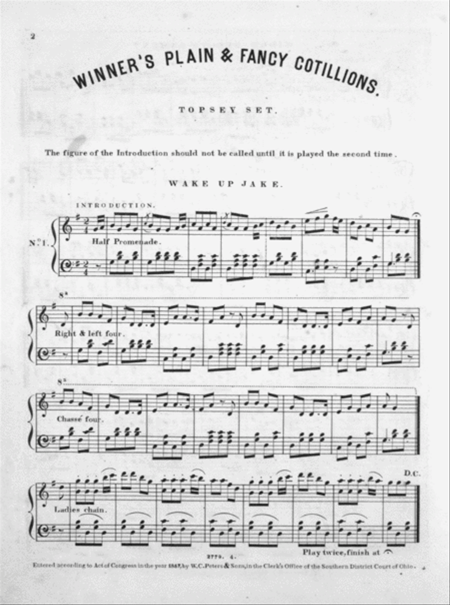 Winner's Plain and Fancy Cotillons Piano Solo scores gallery preview page 2