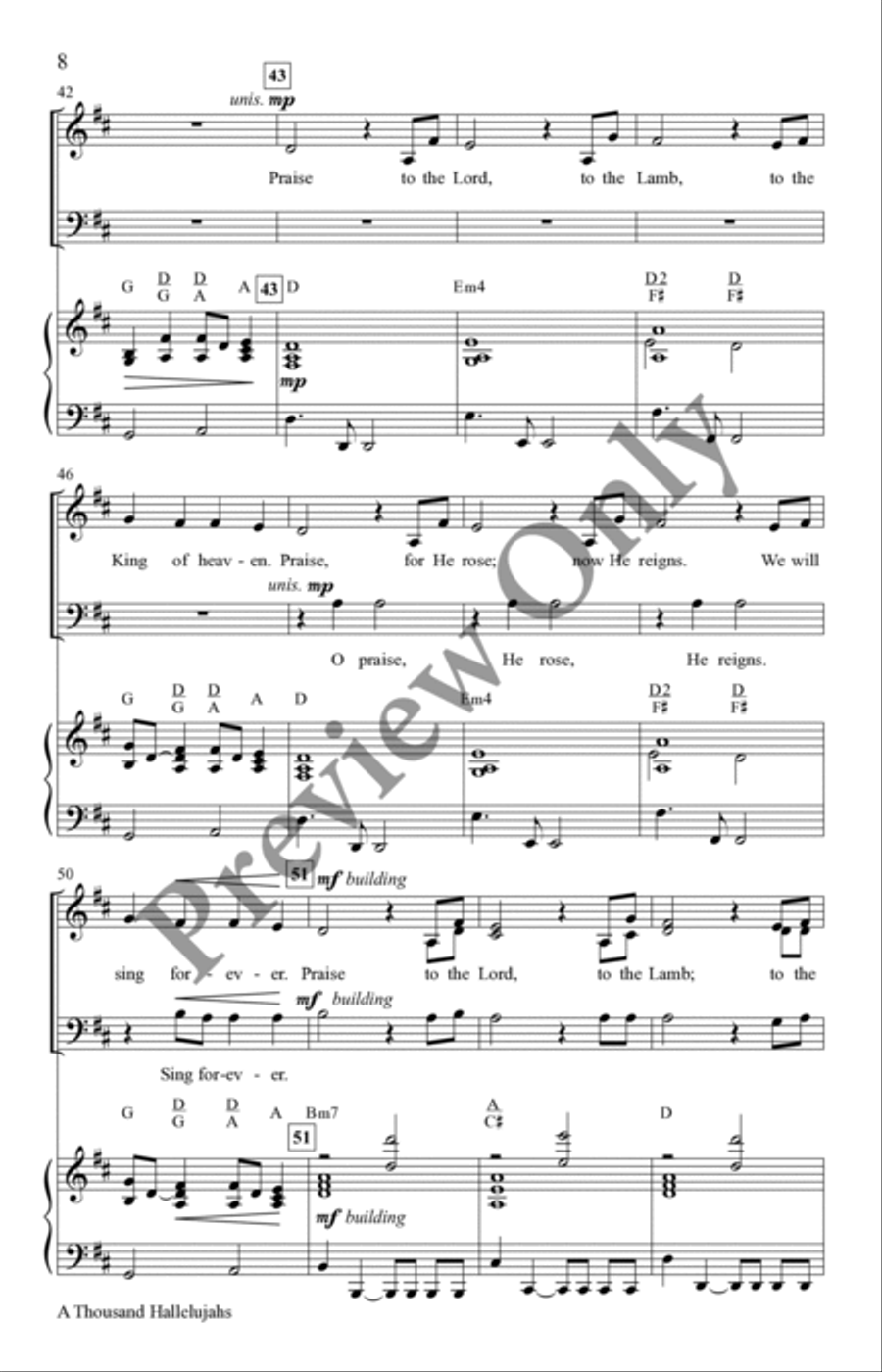A Thousand Hallelujahs 4-Part scores gallery preview page 8