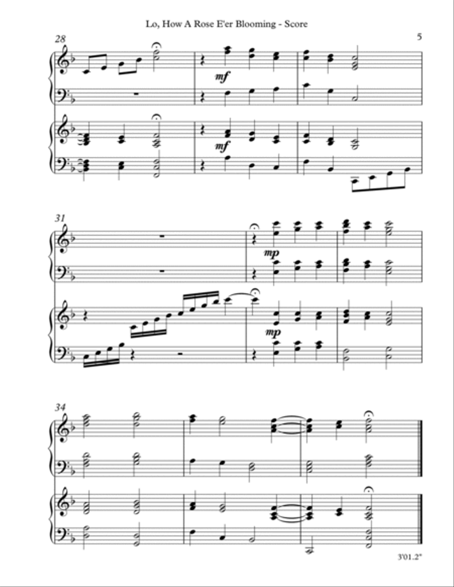 LO, HOW A ROSE E'ER BLOOMING, Harp Duet Celtic Harp scores gallery preview page 5