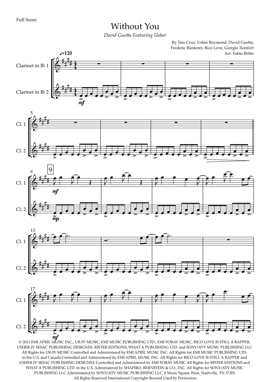 Without You Without You Clarinet Duet scores gallery preview page 1