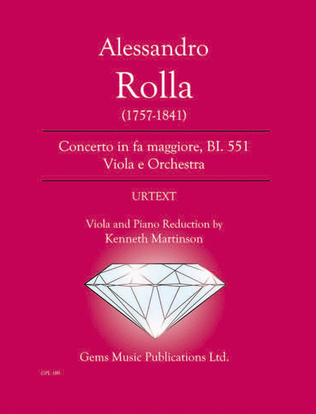 Book cover for Concerto in fa maggiore, BI. 551 Viola e Orchestra
