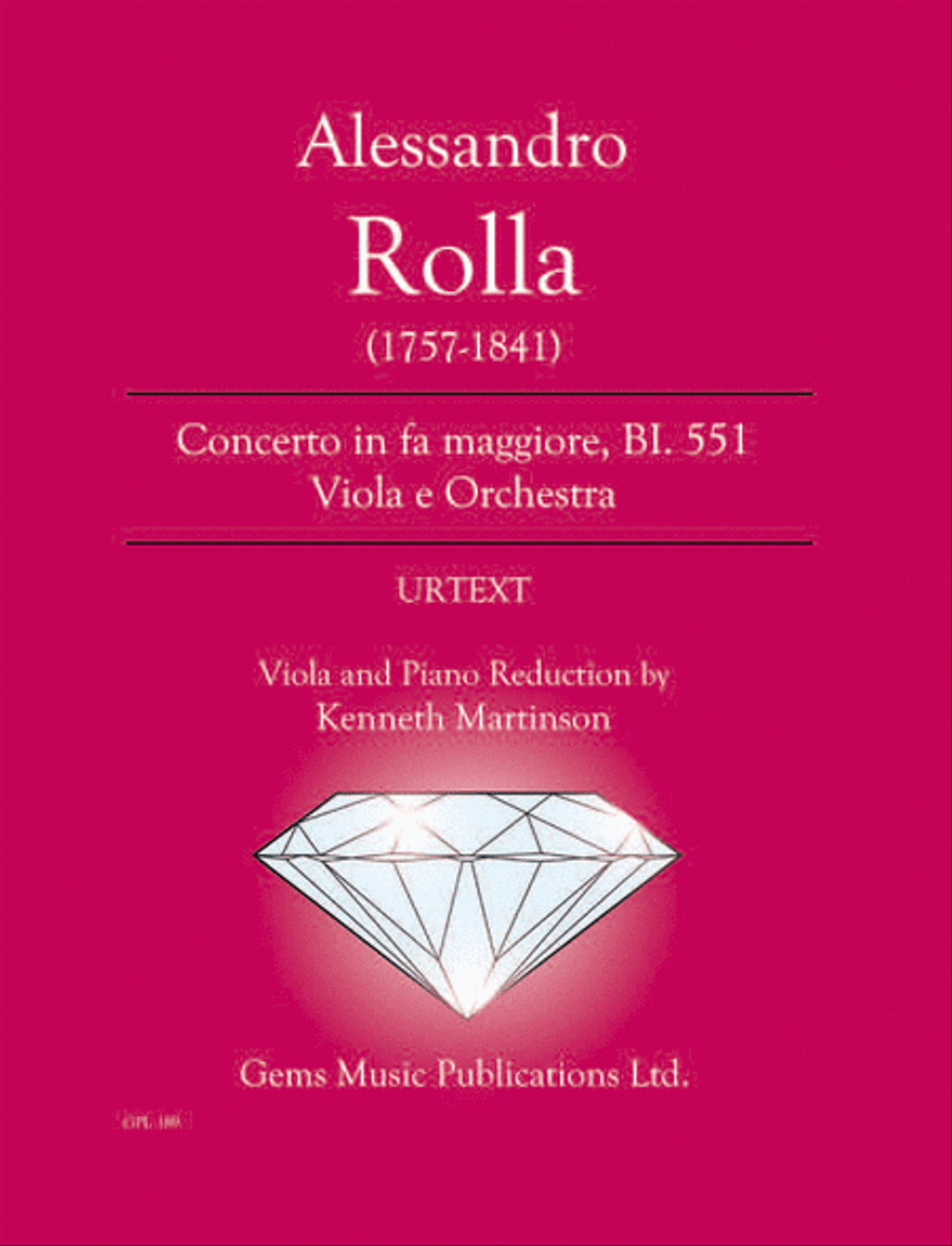 Book cover for Concerto in fa maggiore, BI. 551 Viola e Orchestra