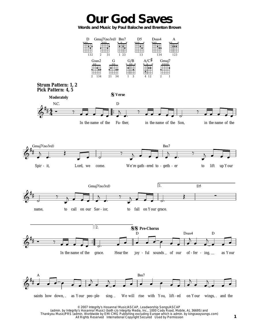 Our God Saves Our God Saves Acoustic Guitar scores gallery preview page 1