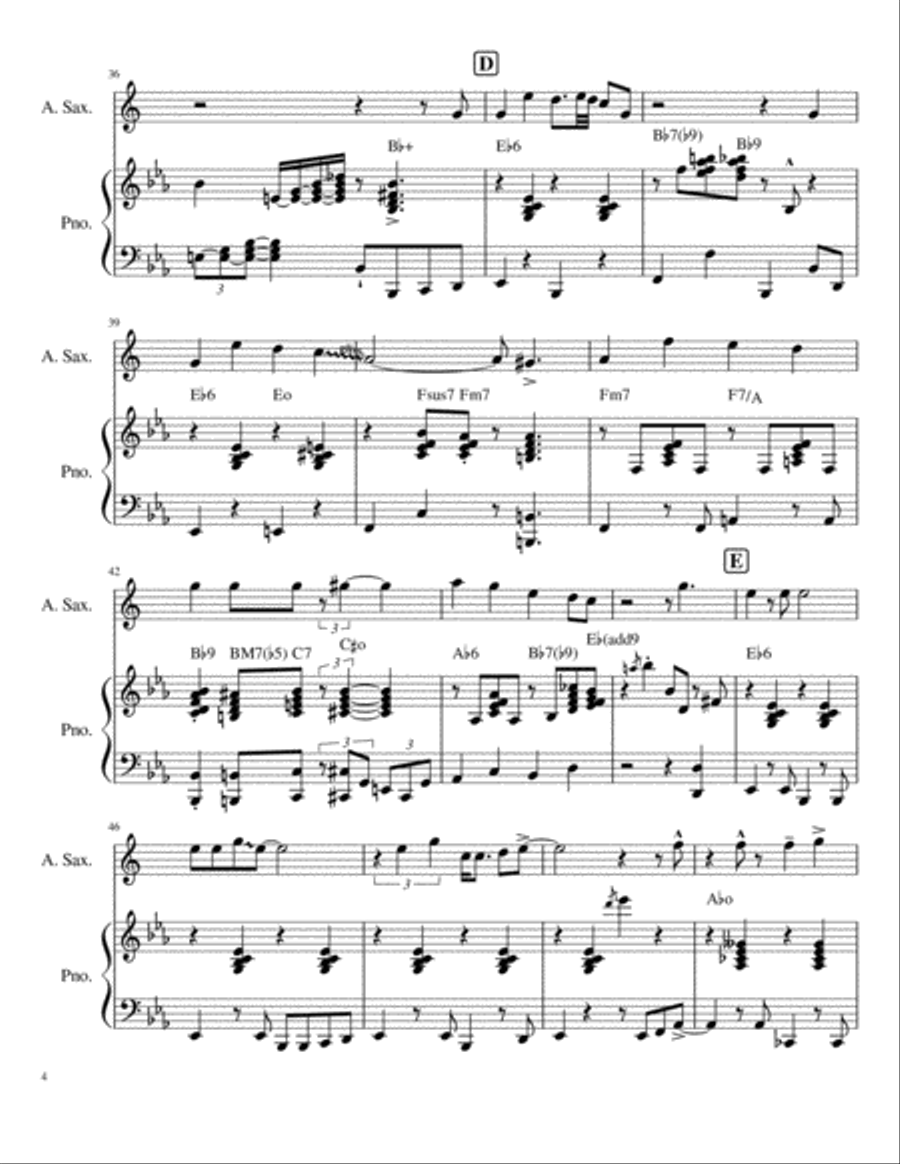 Jazzy Jingle Bells for Eb Saxophone and Piano Woodwind Duet scores gallery preview page 5