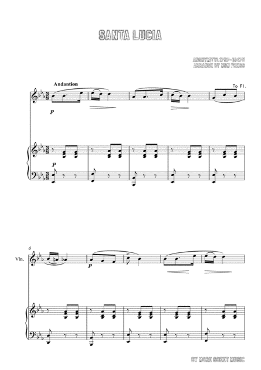 Louis-Santa Lucia, for Violin and Piano Violin Solo scores gallery preview page 3