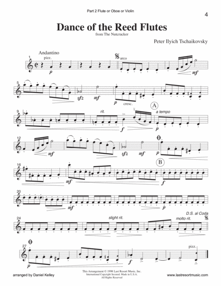 Dance of the Reed Flutes from the Nutcracker for Piano Trio (Violin, Cello & Piano)