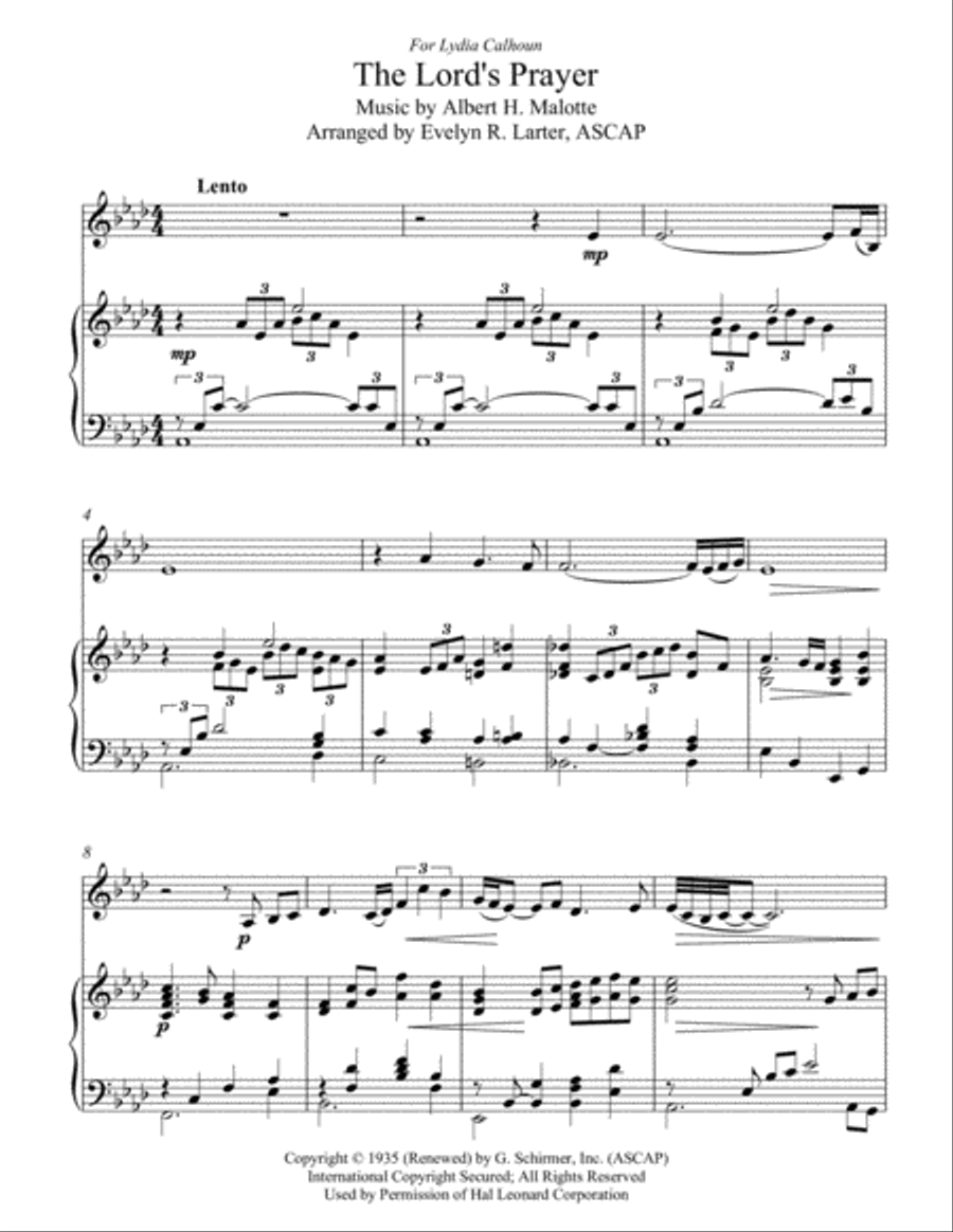 The Lord's Prayer Violin Solo scores gallery preview page 1