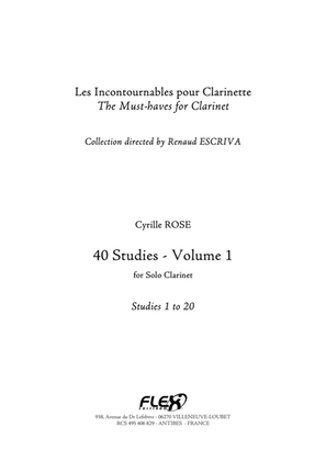 Book cover for Tuition Book - 40 Studies for Clarinet - Volume 1 - Studies 1 to 20