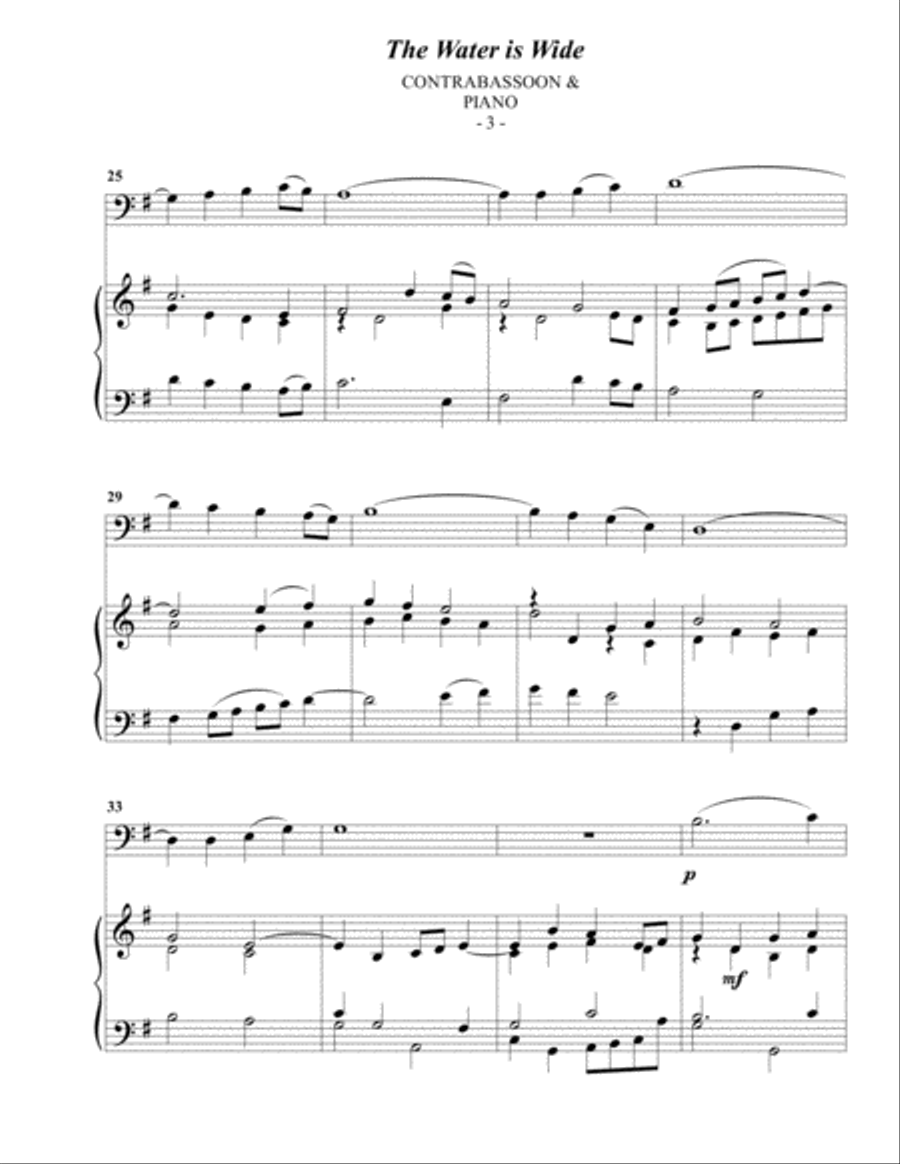 The Water is Wide for Contrabassoon & Piano Bassoon Solo scores gallery preview page 3