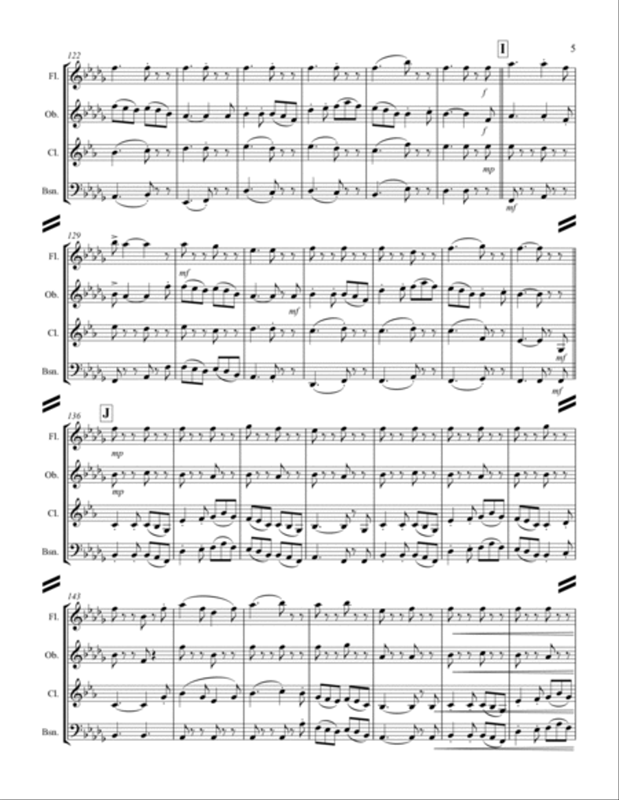 Holst - Second Suite for Military Band in F (for Woodwind Quartet) Woodwind Quartet scores gallery preview page 6