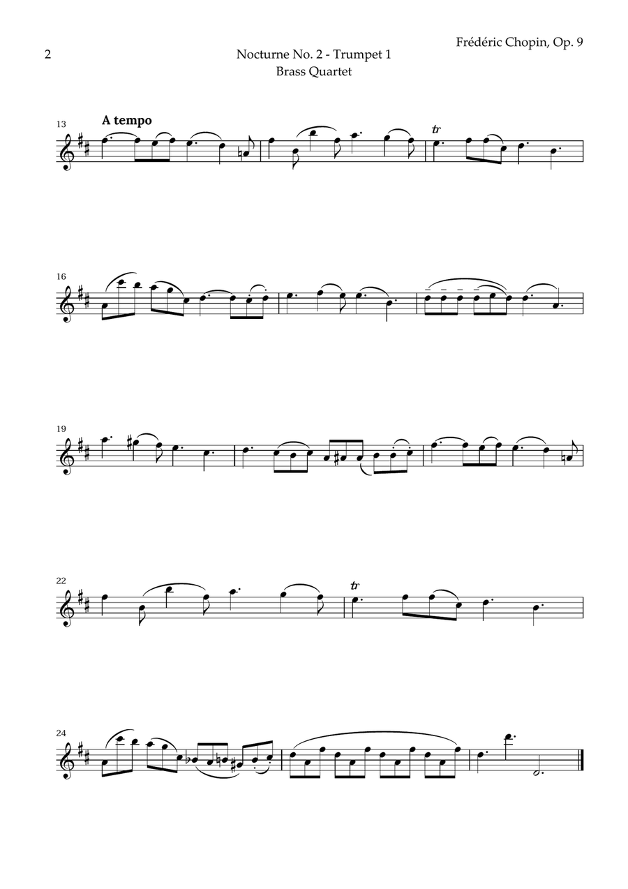Nocturne by Chopin for Brass Quartet Brass Quartet scores gallery preview page 4