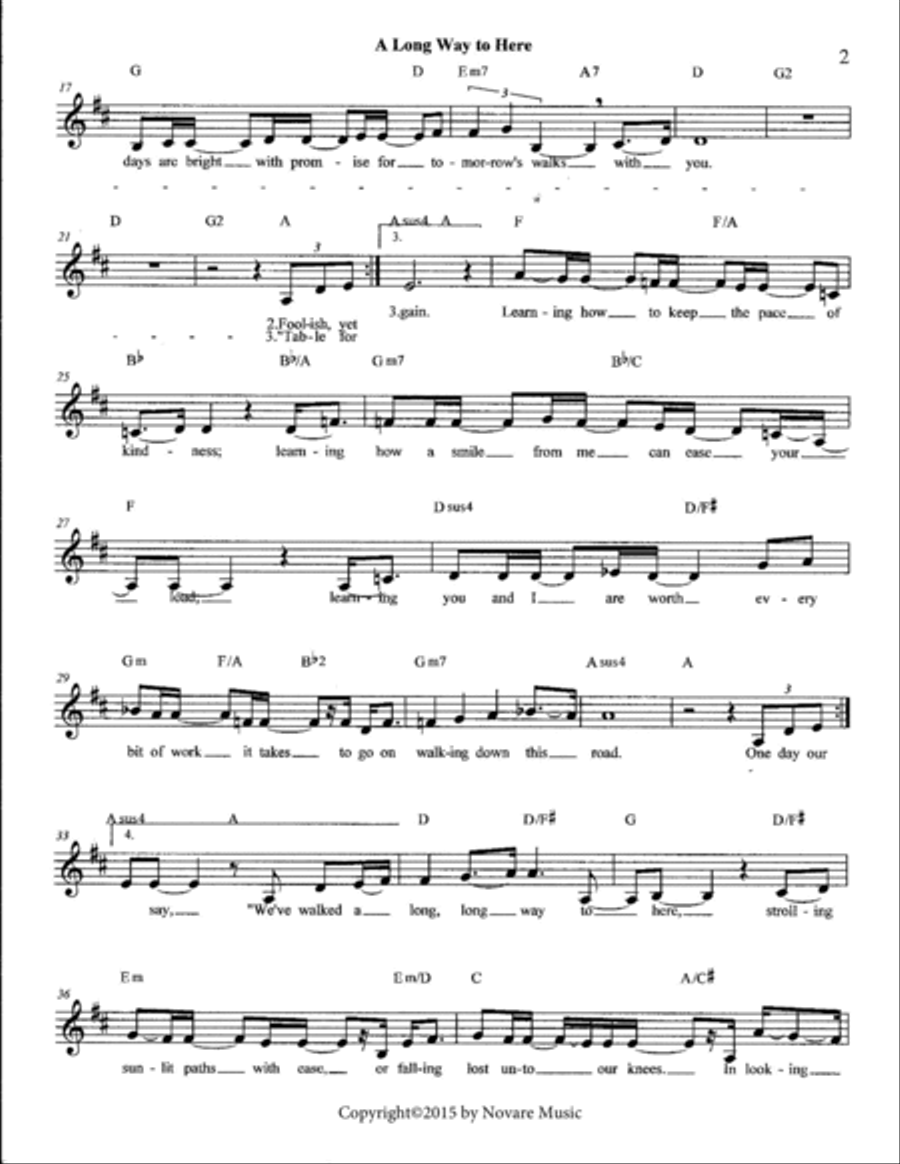 A Long Way to Here Piano, Vocal, Guitar scores gallery preview page 3