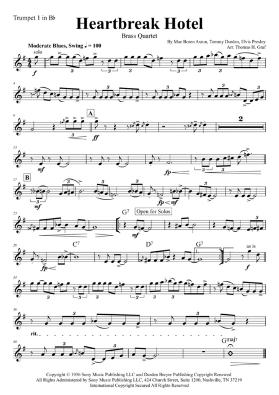 Heartbreak Hotel Brass Quartet scores gallery preview page 4